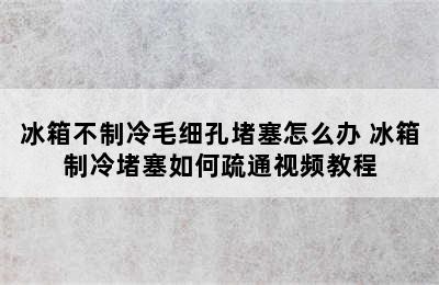 冰箱不制冷毛细孔堵塞怎么办 冰箱制冷堵塞如何疏通视频教程